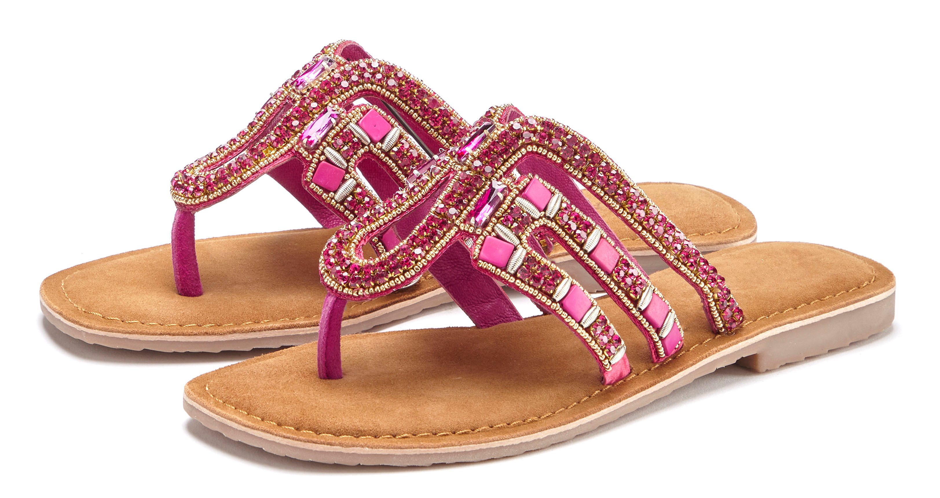 Vivance Zehentrenner Sandale, Pantolette aus Leder mit Schmucksteinchen. € 59,99