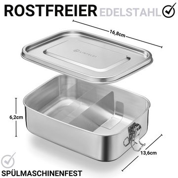 LINFELDT Lunchbox Edelstahl Brotdose mit 3 Fächern + Auslaufsicher & Spülmaschinenfest