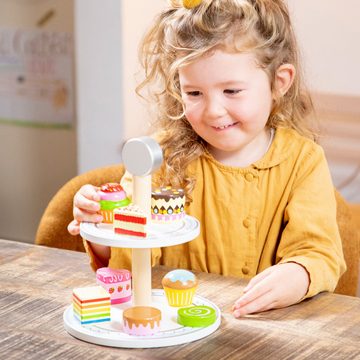 New Classic Toys® Spielzeug-Polizei Einsatzset Kuchenständer Süßigkeiten aus Holz mit Kuchen Kinderküchen-Zubehör