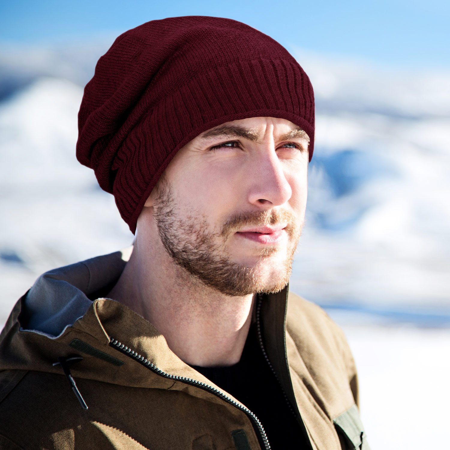 compagno Strickmütze (1-St) Gefütterte Wintermütze für Herren und Damen Mütze Beanie Haube