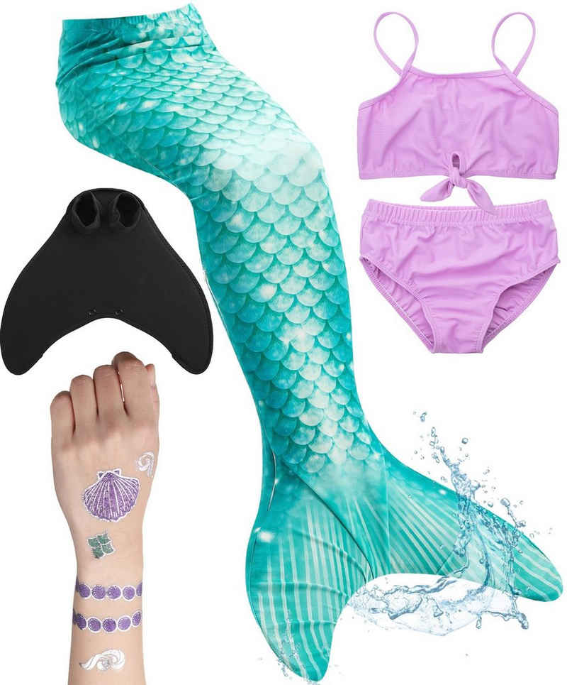 Corimori Monoflosse Meerjungfrauenflosse für Mädchen, Kinder, Jugendliche Schwimmfosse, Merjungfrauen Schwimmflosse mit Bikini Set