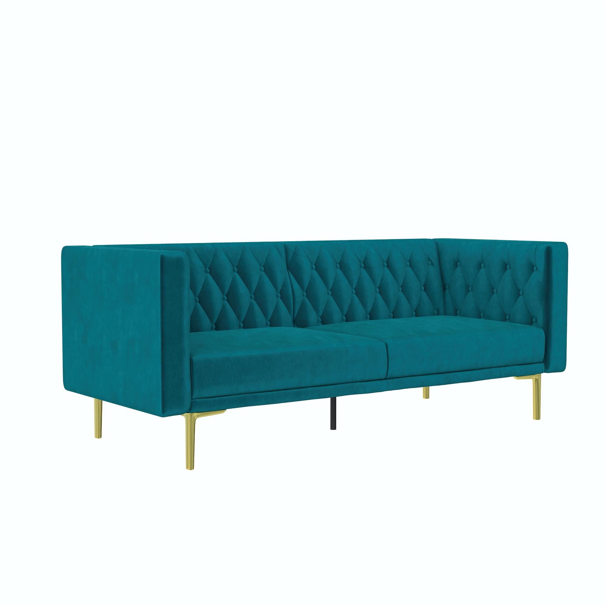 loft24 Sofa Marseille, 3-Sitzer Sofa mit Samtbezug, Metallfüße in goldfarben, 200 cm breit