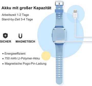 PTHTECHUS Smartwatch (1,4 Zoll, Android iOS), Kinder GPS 4G HD Touchscreen Uhr Telefon GPS Tracker SOS Videoanruf