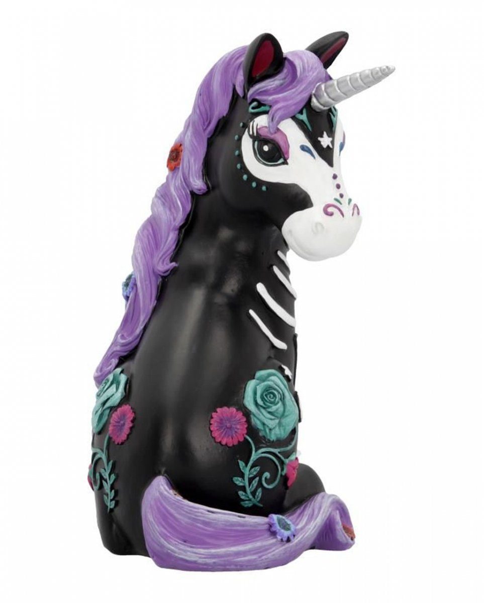 Schwarzes Einhorn Dekofigur Geschenk Skelett als und Gothic Horror-Shop