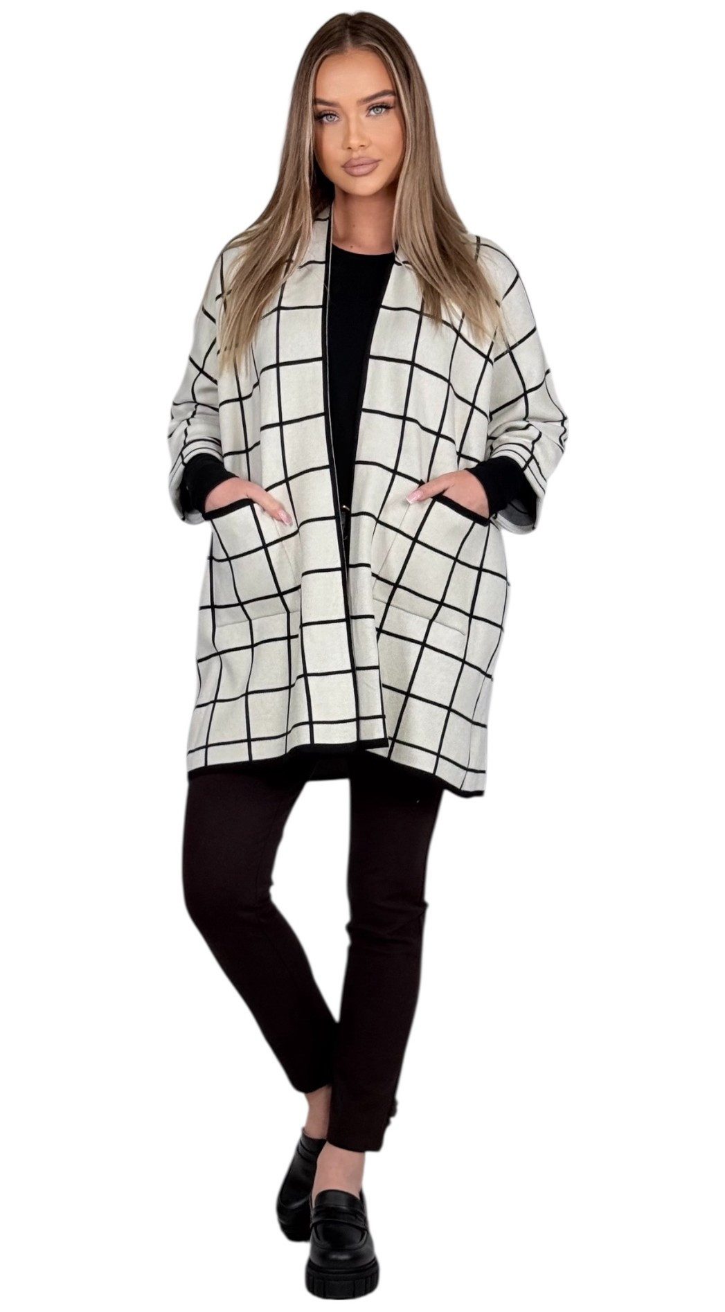 Mississhop Longstrickjacke Stylischer Damen-Cardigan aus weichem Feinstrick M.416