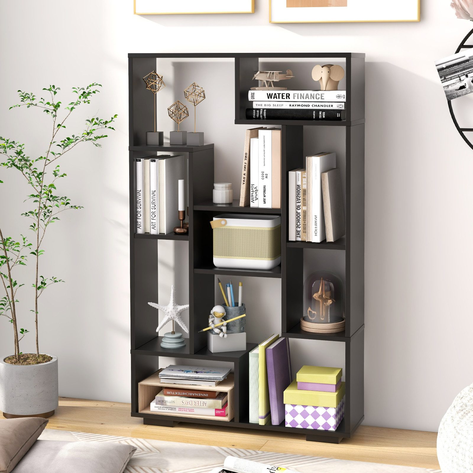 COSTWAY Bücherregal, Holz mit 9 Fächern, günstig online kaufen