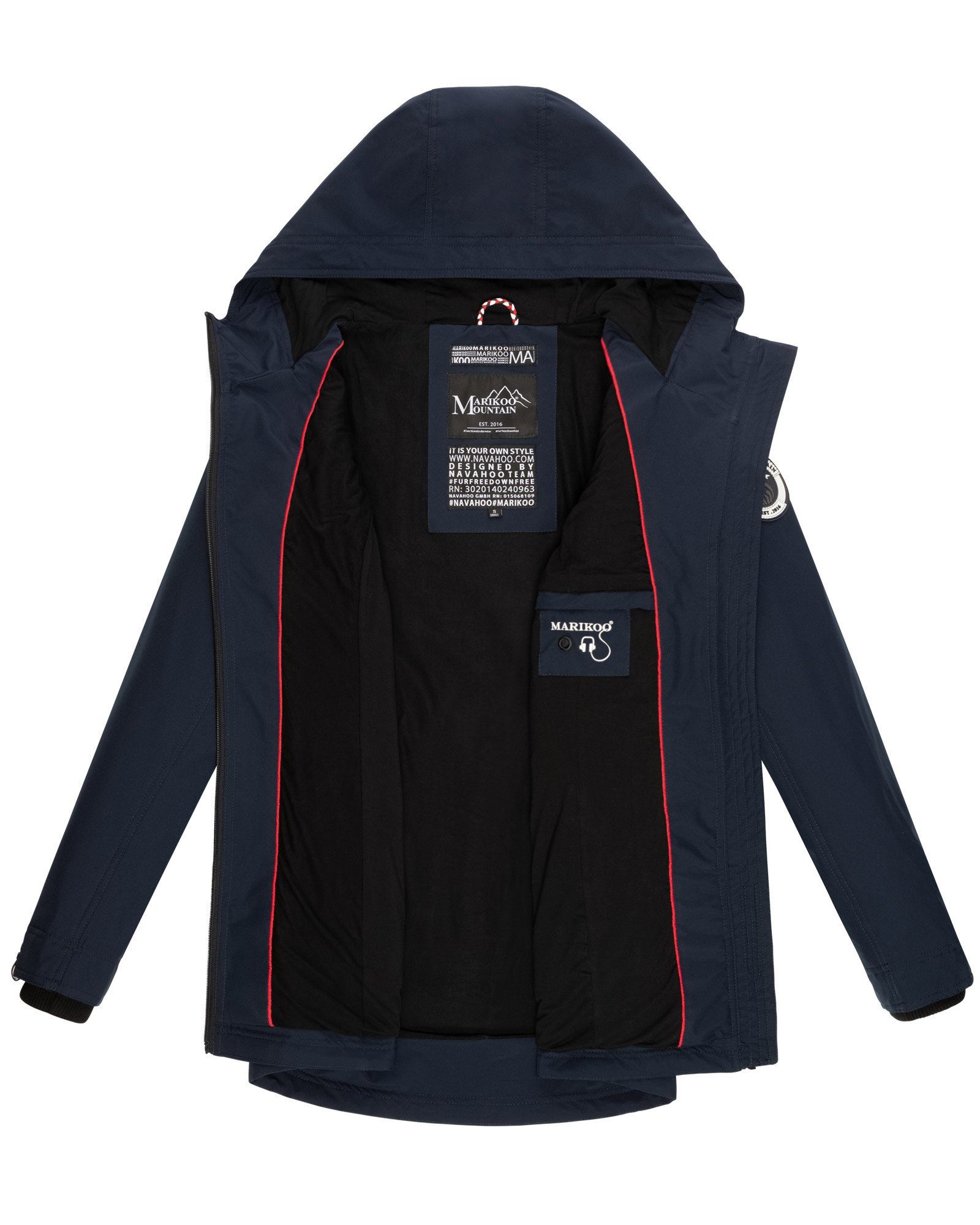 Marikoo Outdoorjacke Honigbeere sportliche Übergangsjacke mit Kapuze