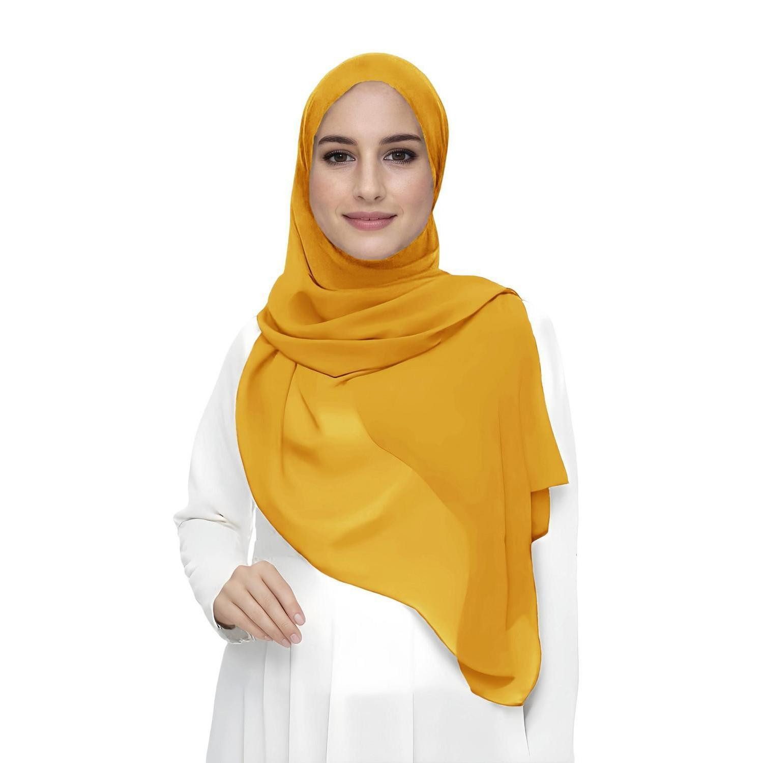 LuxusKollektion Kopftuch Hijab Chiffon Senfgelb 180x75cm, (1-St)