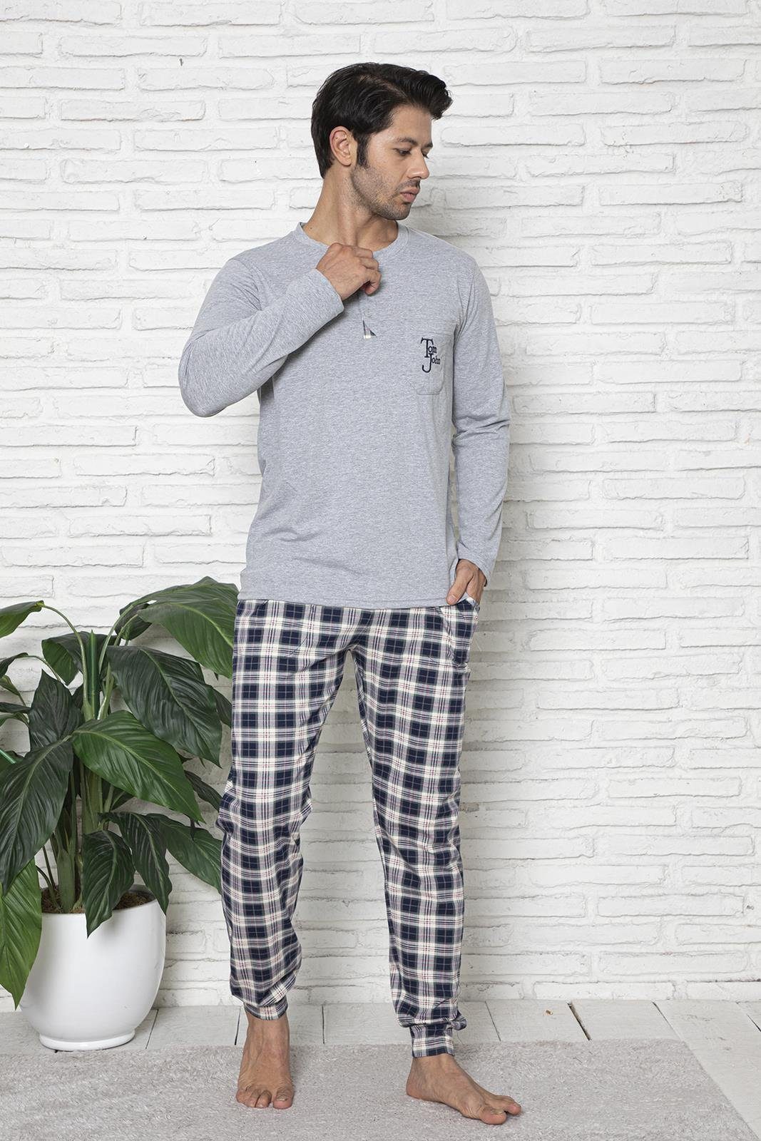 LOREZA Pyjama Schlafanzug langarm- Kariert - Mehrfarbig (Set, 2 tlg) günstig online kaufen