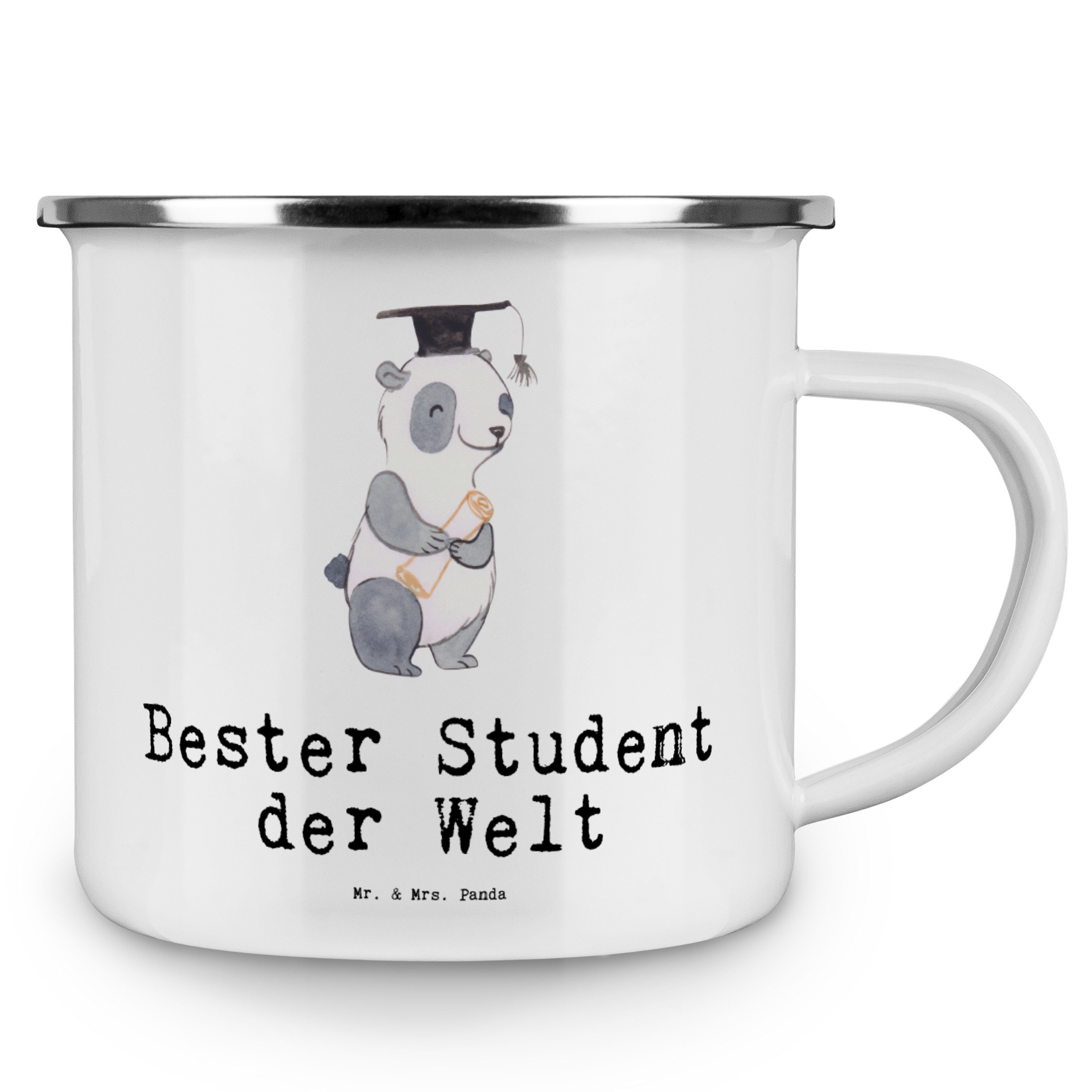 Geburtstagsgeschenk, Mr. Student Panda Emaille Becher - der Geschenk, Weiß Mrs. & Panda Bester Welt -