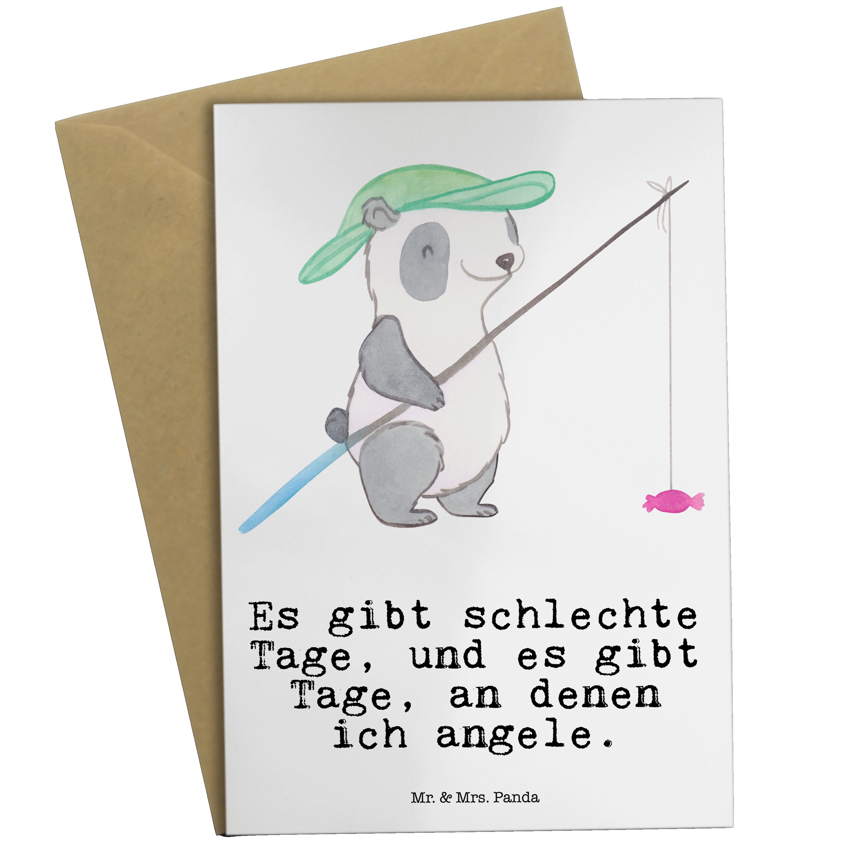 Mr. & Mrs. Panda Grußkarte Panda Angeln Tage - Weiß - Geschenk, Glückwunschkarte, Dankeschön, Ka | Grußkarten