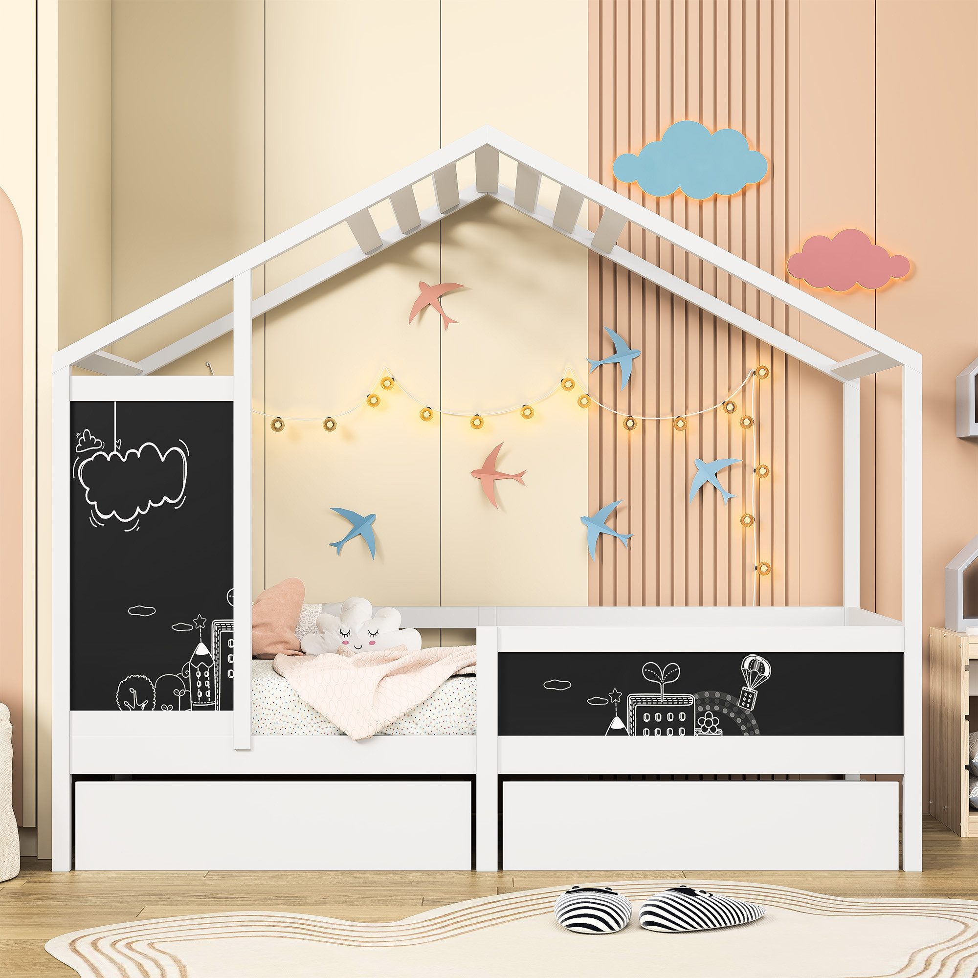 FUROKOY Kinderbett Kinderbett 90x200 cm, Bodenbett günstig online kaufen