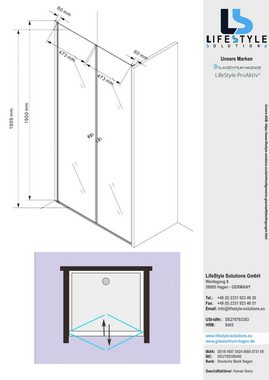 Glaszentrum Hagen Dusch-Pendeltür Glaszentrum Hagen - 110x195cm Nischentür Pendeltür - 6mm - ESG Glas -