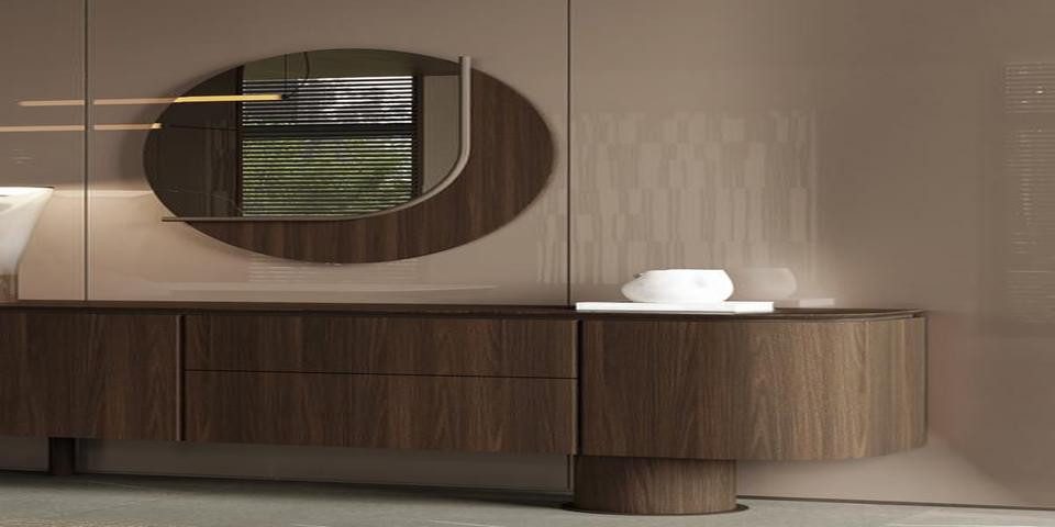 JVmoebel Kommode Braune Kommode mit Spiegel und elegantem Design für Esszimmer (Kommode mit Spiegel), Made in Europa