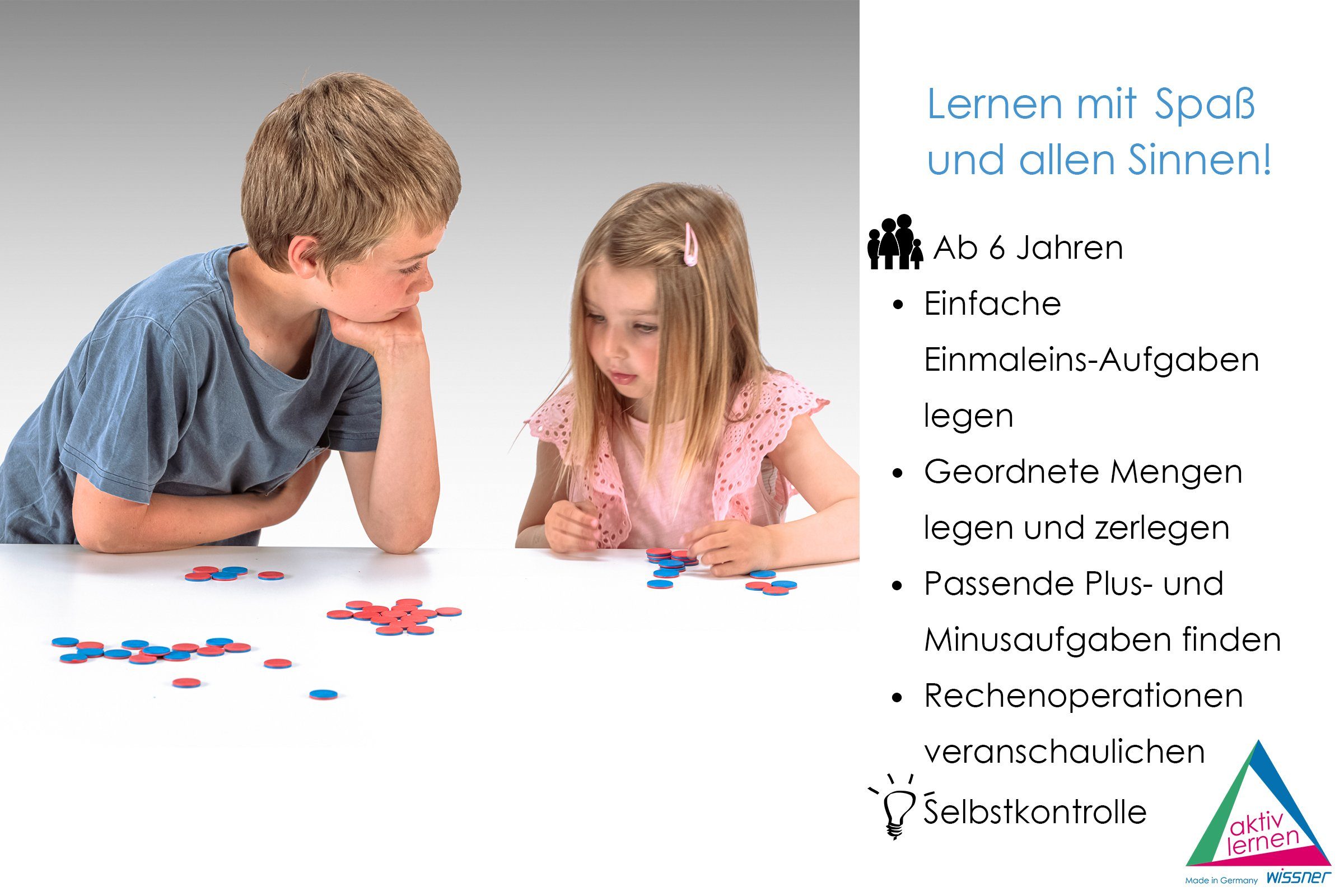 Wissner® aktiv lernen Lernspielzeug Wendeplättchen (Rot/Blau) (400 Stück), Zählchips Zählen RE-Plastic®, RE-Plastic®