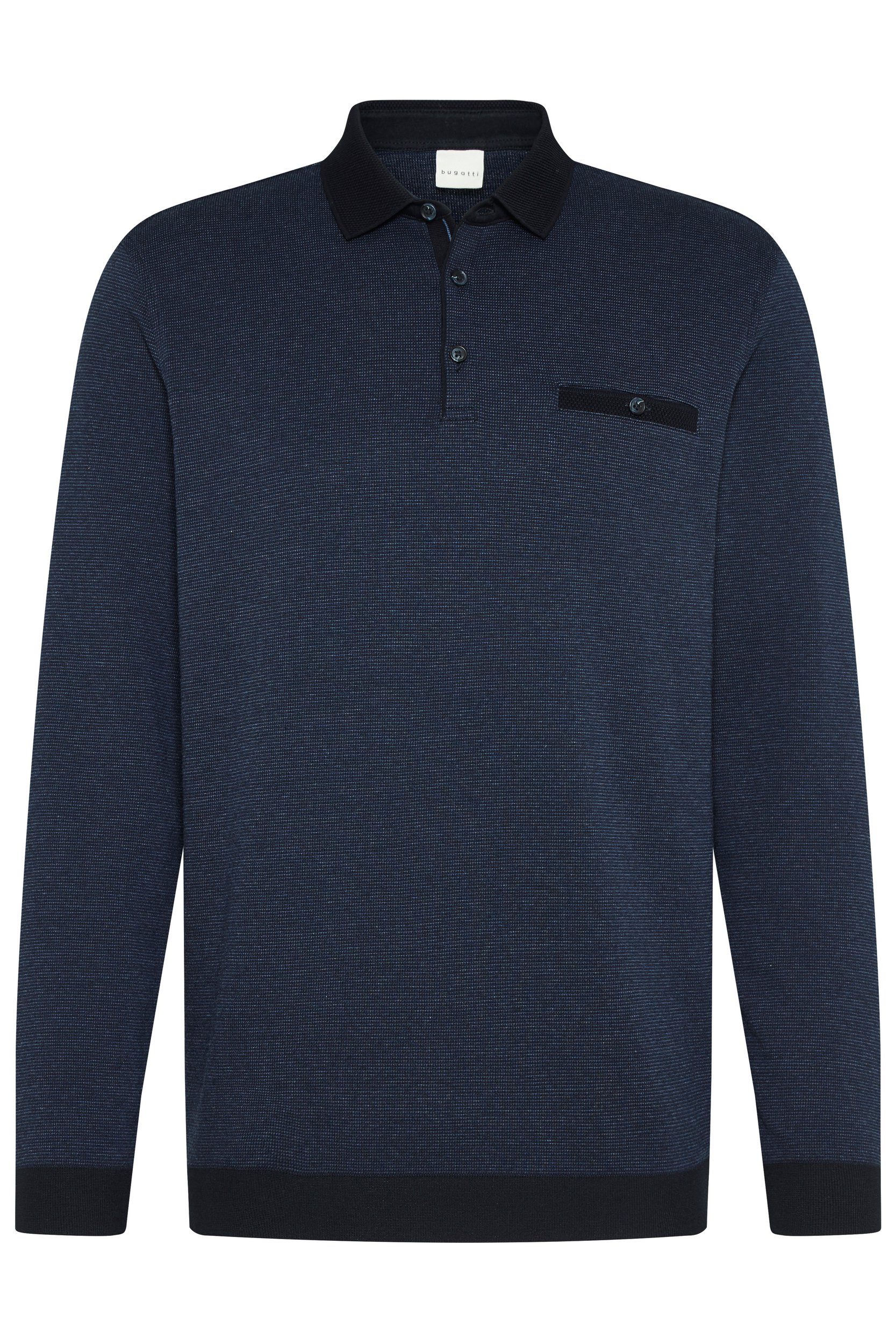 bugatti Langarm-Poloshirt in 2-tone-Optik