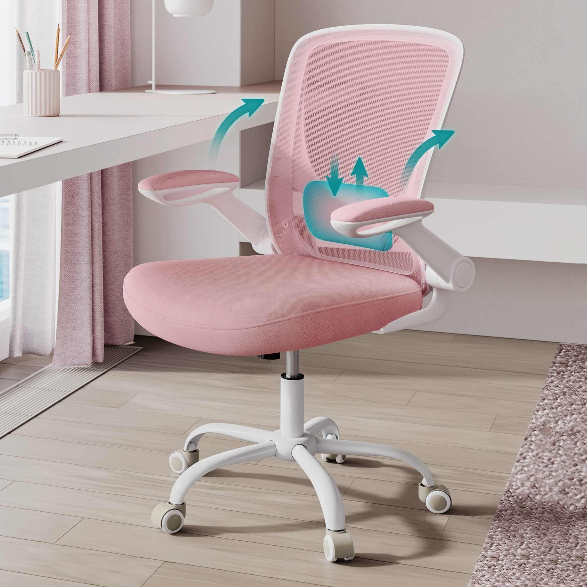 SONGMICS Bürostuhl, ergonomisch, Drehstuhl mit Mesh, Wippfunktion, klappbar günstig online kaufen