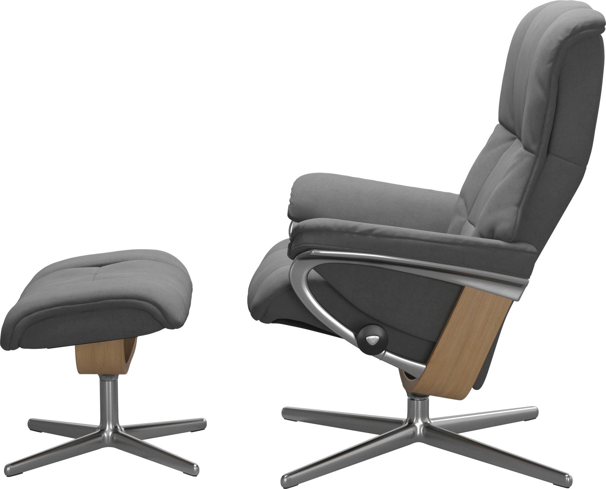 Stressless® Relaxsessel Mayfair L, Größe Cross mit & (Set, S, mit Base, Hocker), mit Relaxsessel Holzakzent Eiche Hocker, M