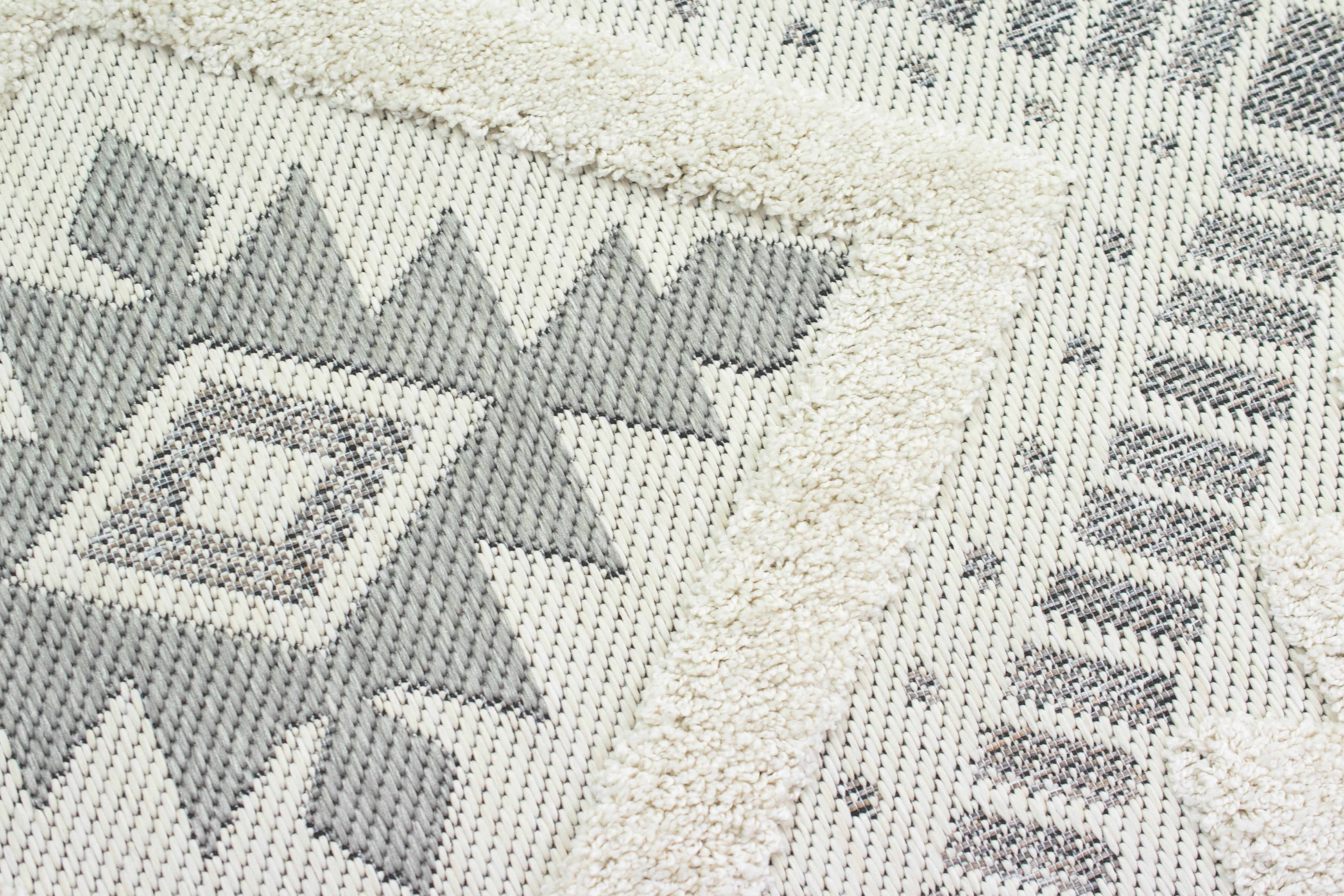 Carpetia Teppich In- & Outdoor Diele Wintergarten Terrasse Rautenmuster grau creme, rechteckig, Höhe: 8 mm