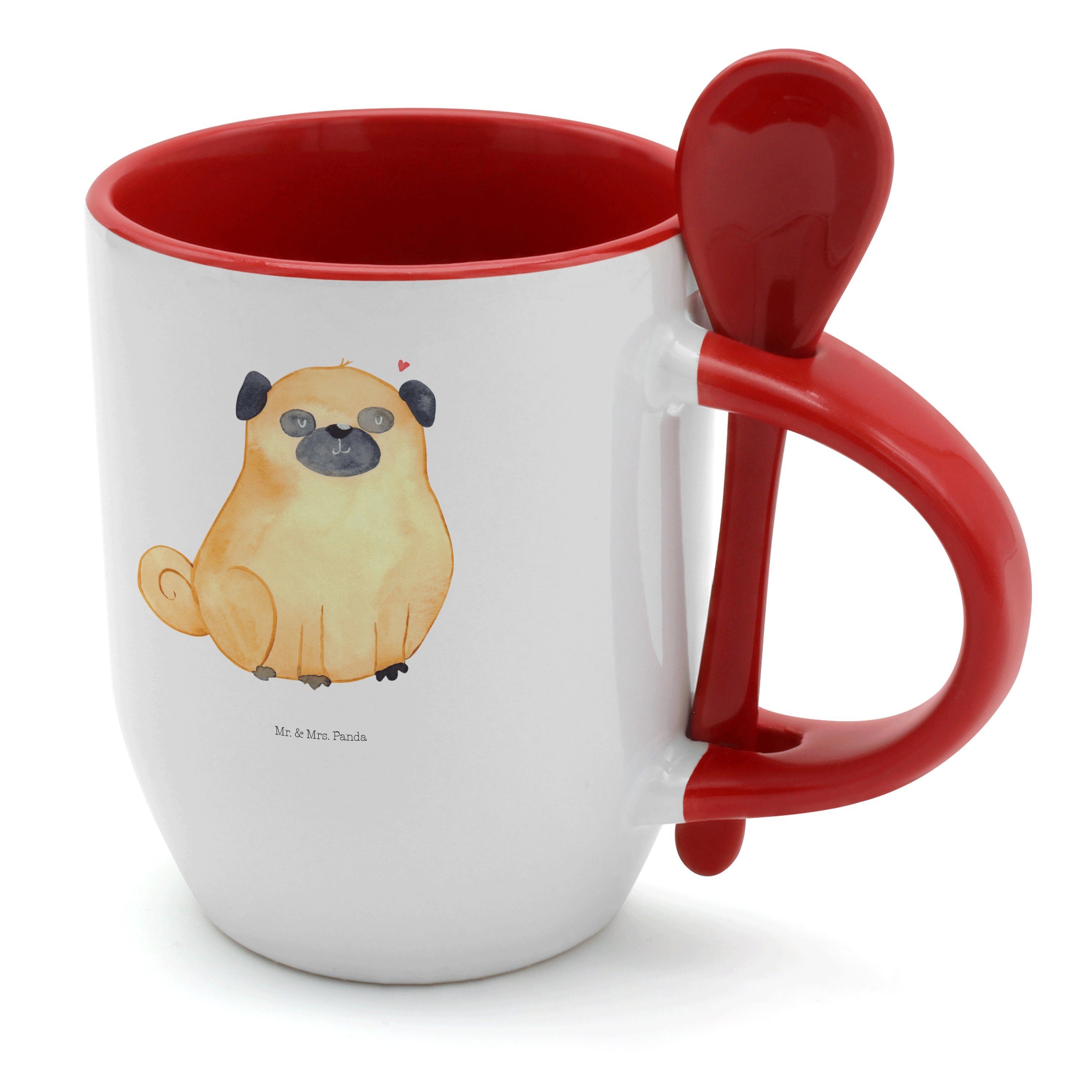 Mr. & Mrs. Panda Tasse »Mops Weiß Tassen, Kaffeetasse, Sprüche