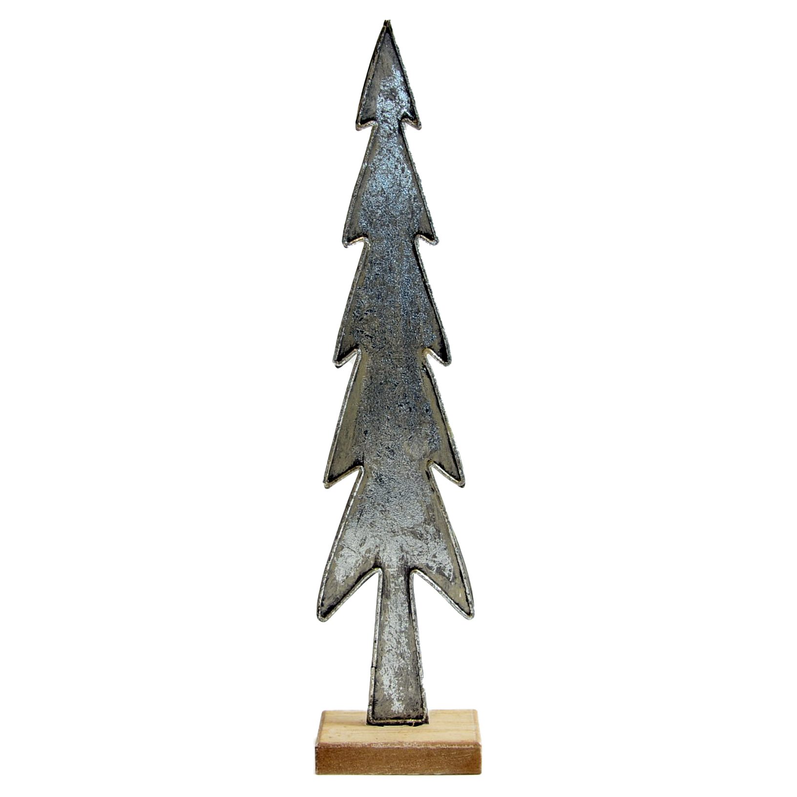 B&S Weihnachtsfigur Tanne Metall auf 47,5x10,5x5c Holzfuß