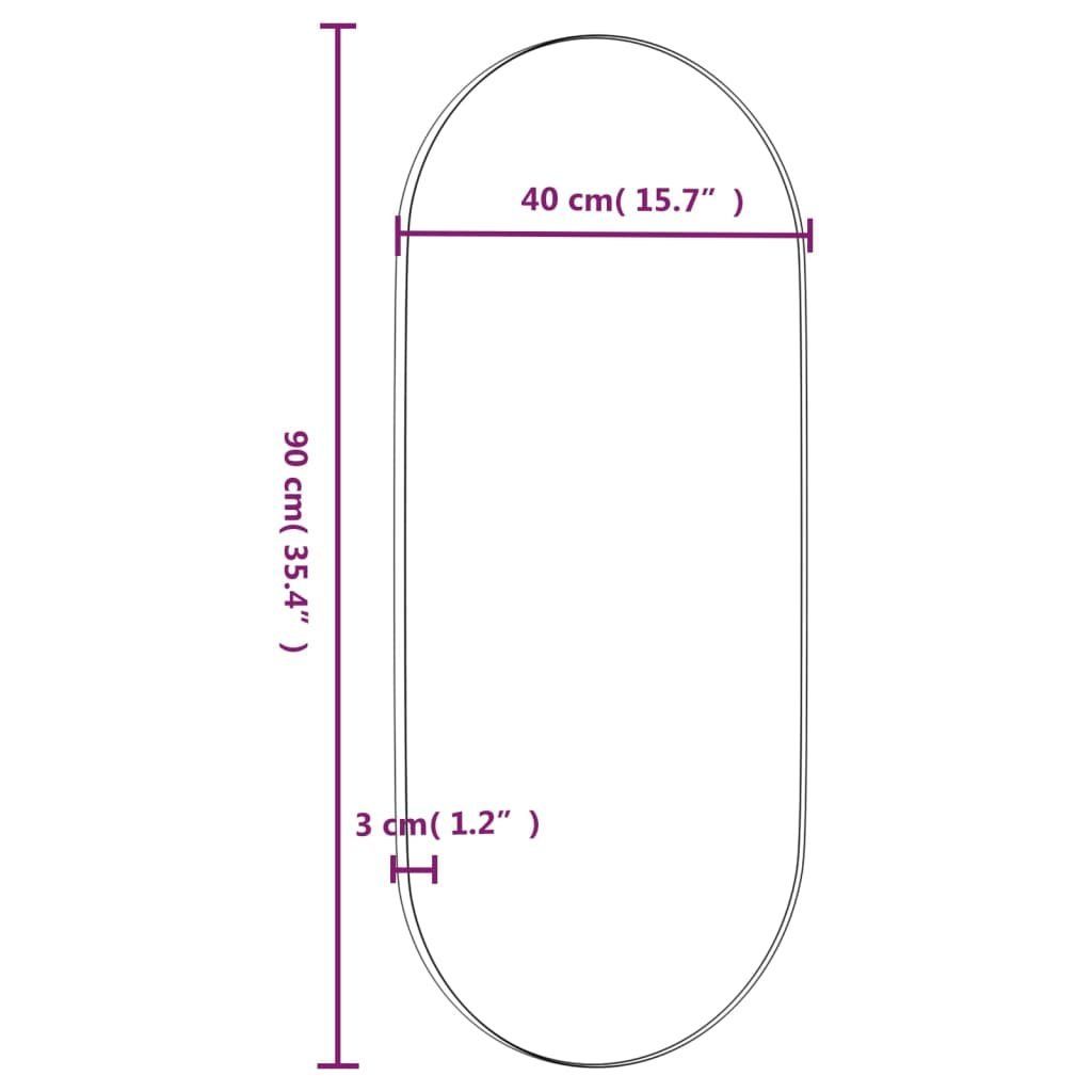 Oval Wandspiegel Golden furnicato 40x90 cm