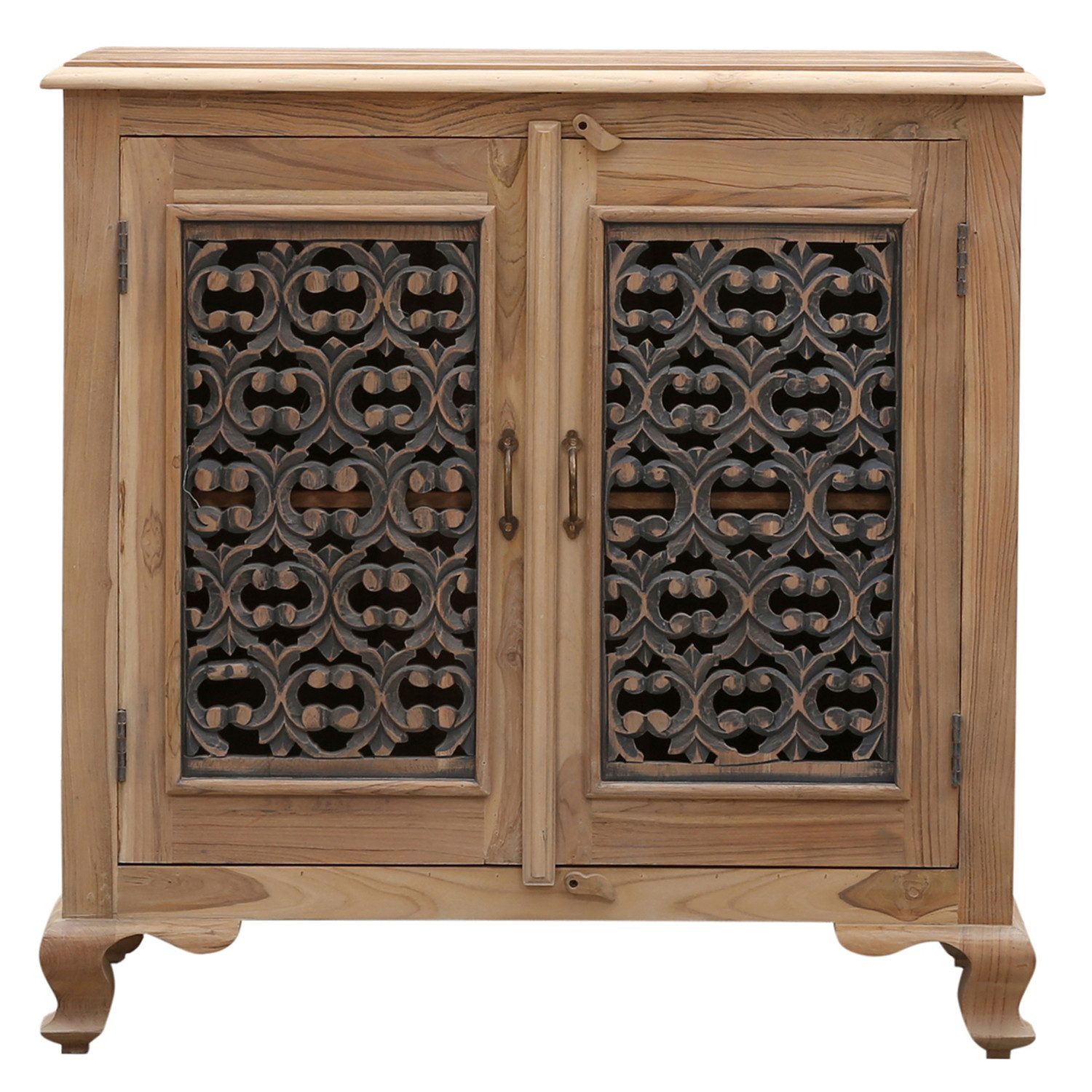 Marrakesch Orient & Mediterran Interior Kommode Kommode Abaddon 92 cm handgefertigt aus Teakholz mit Ornamenten (1 St), Handarbeit