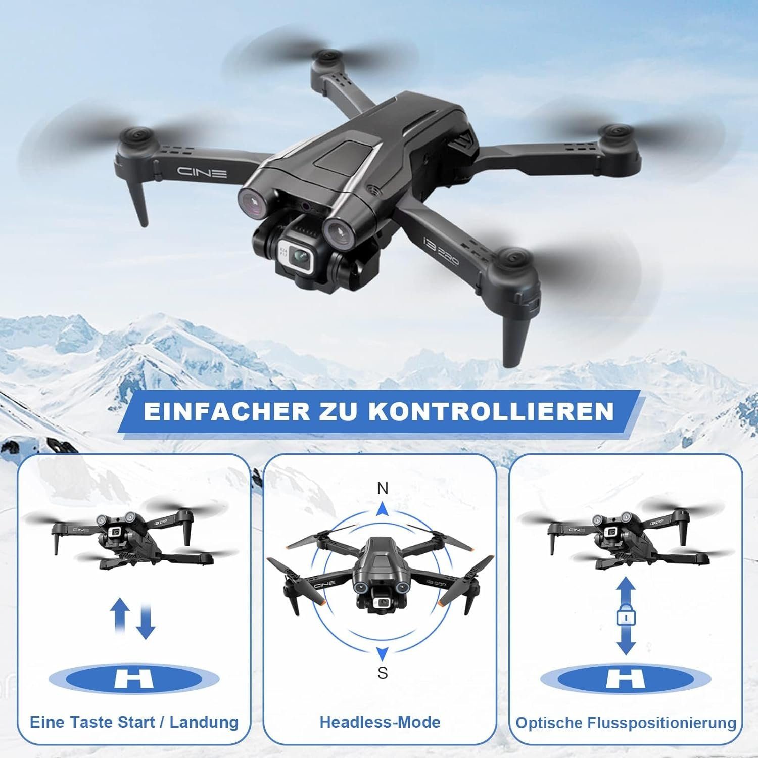 4K Quadrocopter Anfänger) Drohne Kamera Batterien Gestensteuerung HD Dual 2 RC MINGPINHUIUS (1080P,