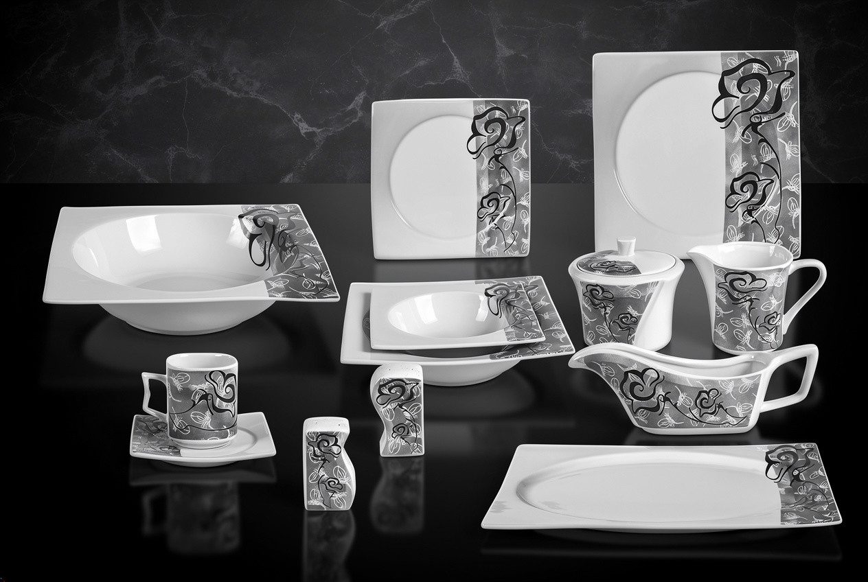 Tullip Kombiservice (43-tlg), 6 Personen, Stilvolles Geschirr-Set für Tafel und Kaffee Germany Design