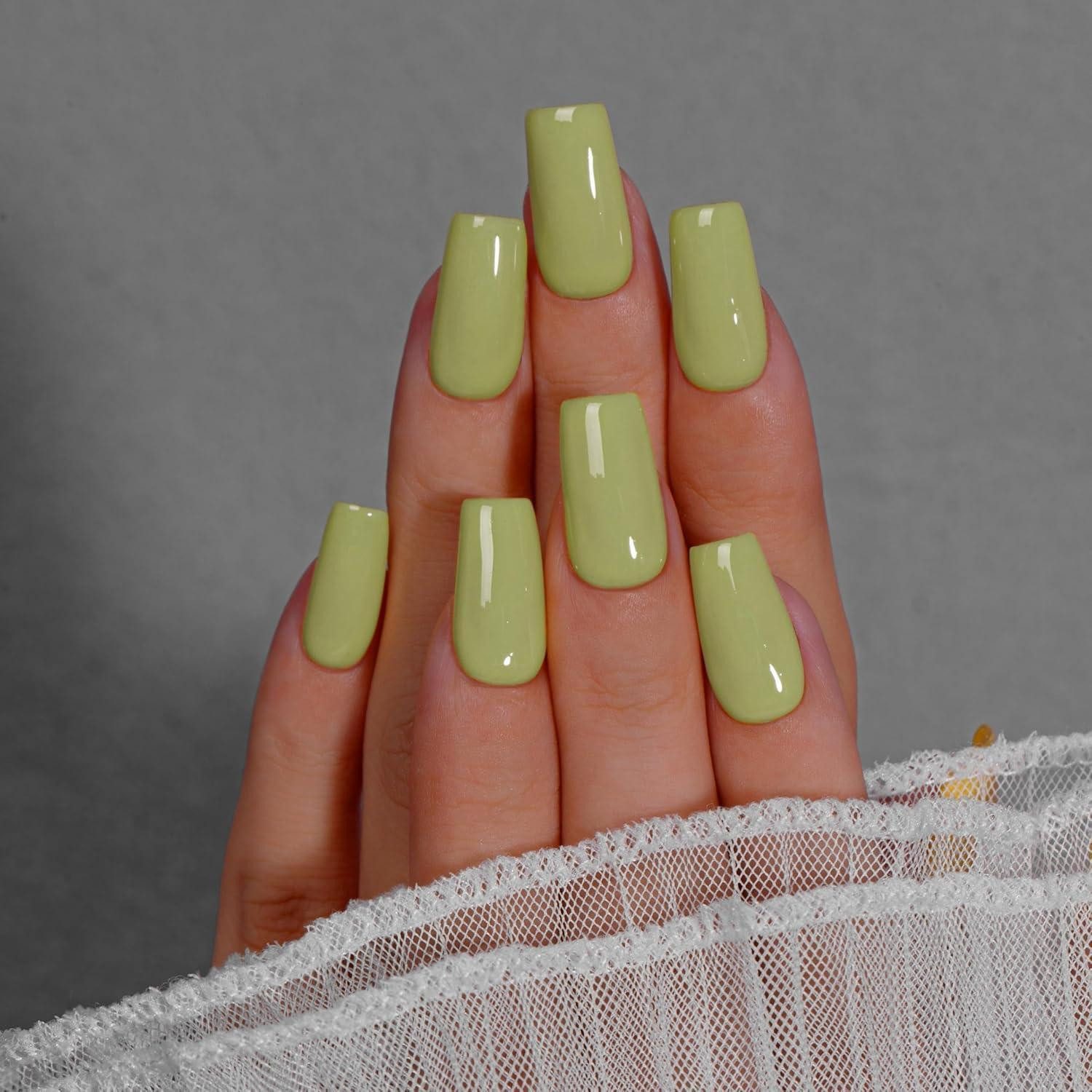LuxusKollektion Kunstfingernägel Künstliche Nägel Press On Soft Gel Eckig Sarg Grün Set Oliv Grün