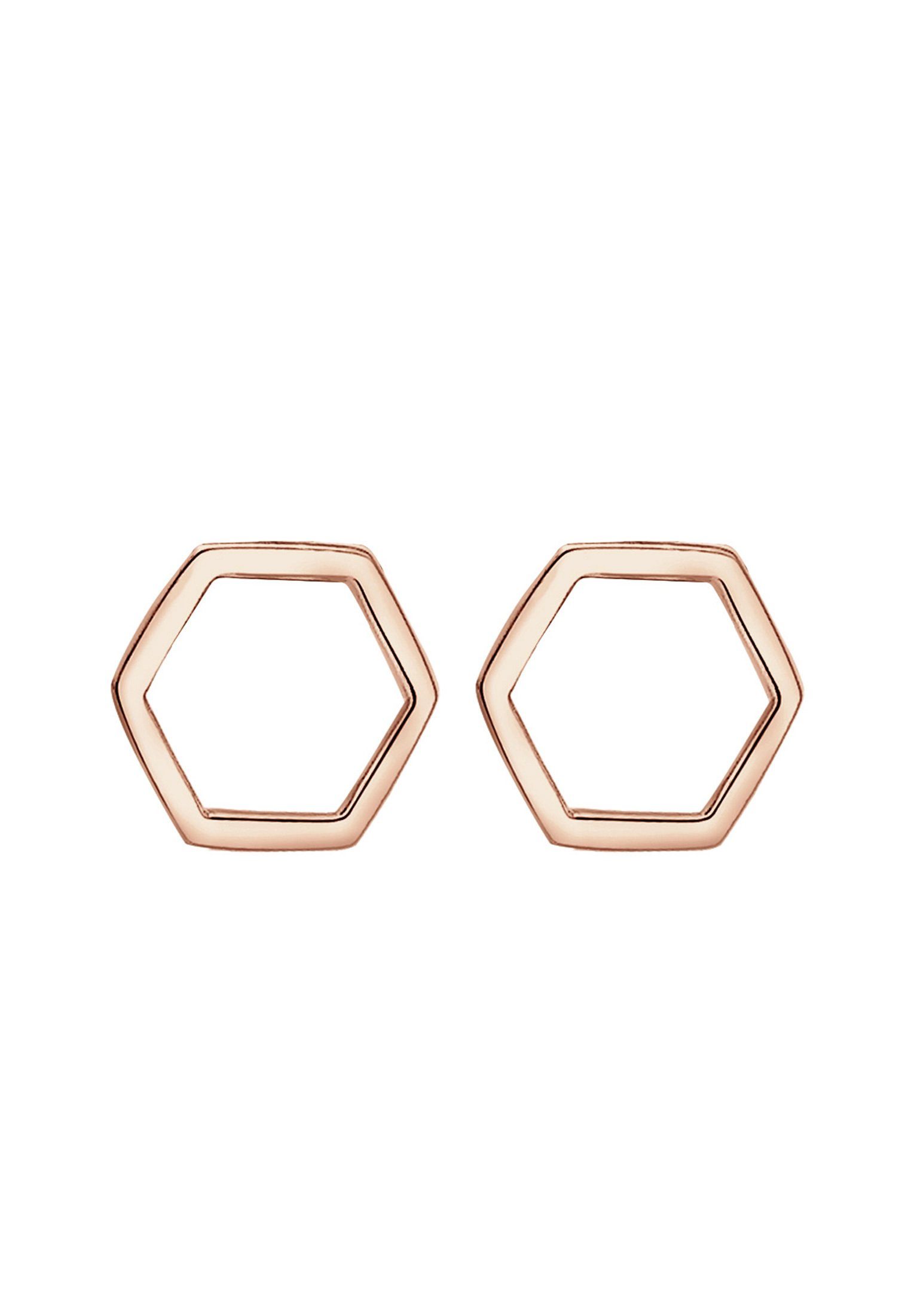 Paar Silber, Hexagon Geo Ohrstecker Geo, Elli 925 Trend Hexagon Rosegold Filigran Minimal