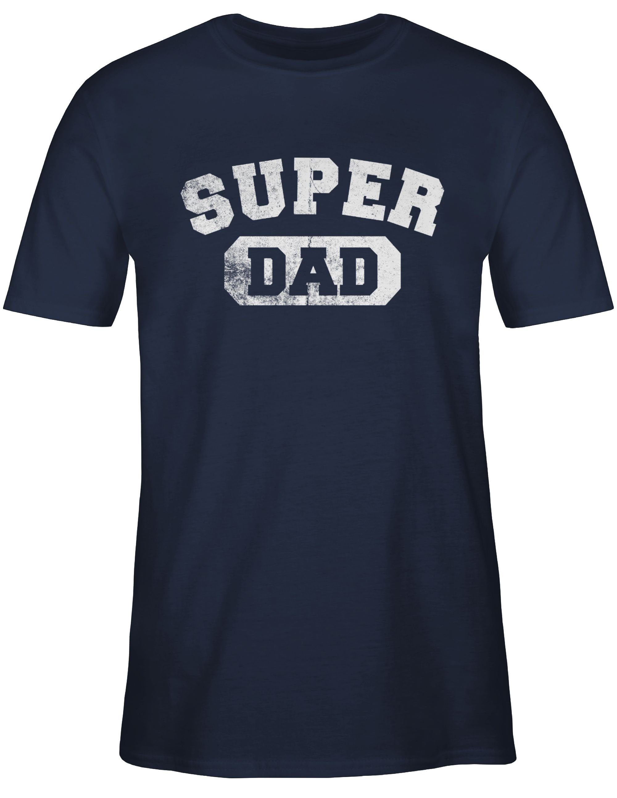 Shirtracer T-Shirt Superheld Vatertag Papa Dad Super Navy Geschenk Bester für 01 Geschenk Blau Papa