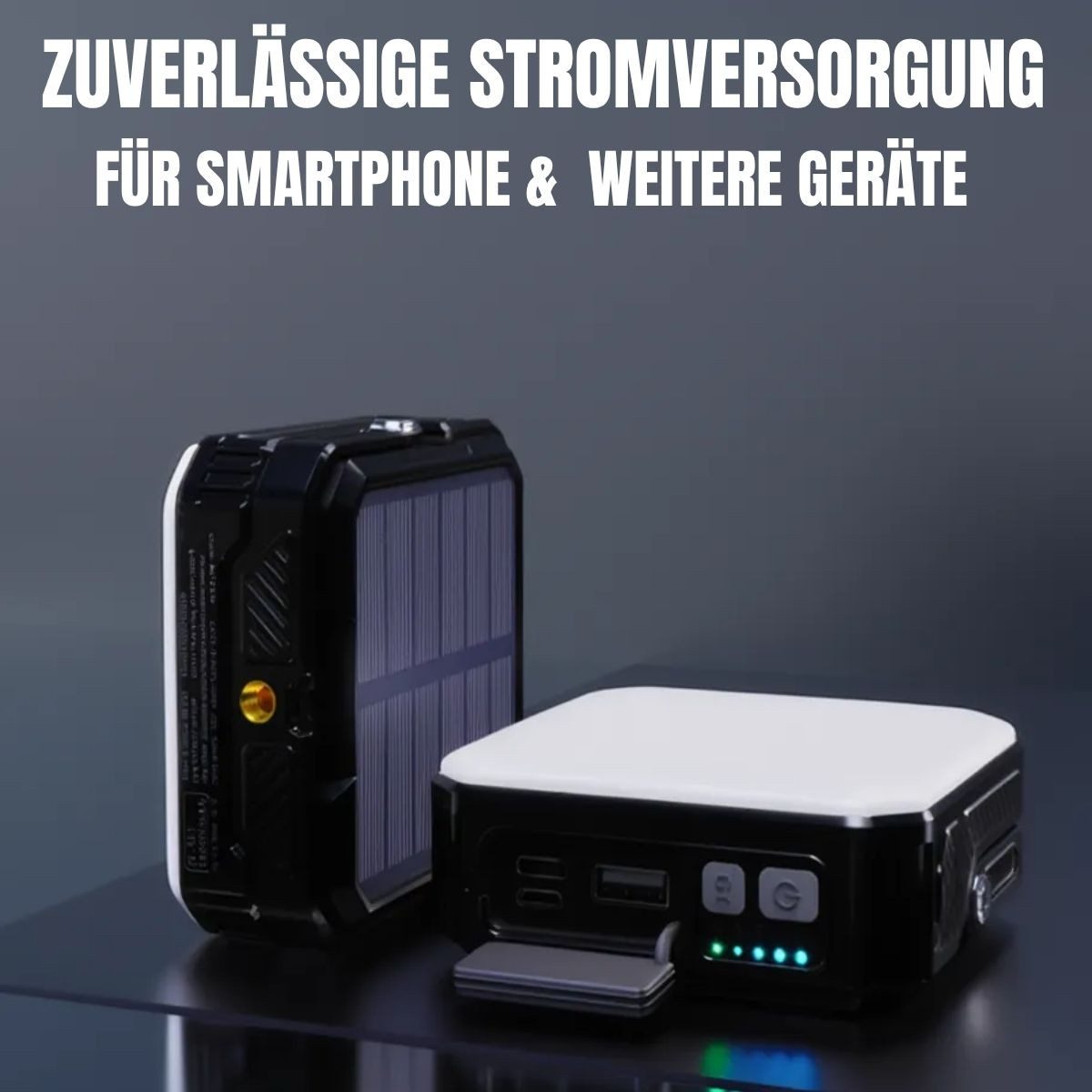 fontastic Solar Powerbank 10000mAh LED Licht Outdoor USB-C IP65 Solar Powerbank (5 V V), Solarfunktion für netzunabhängiges Laden – Bild 4 von 5