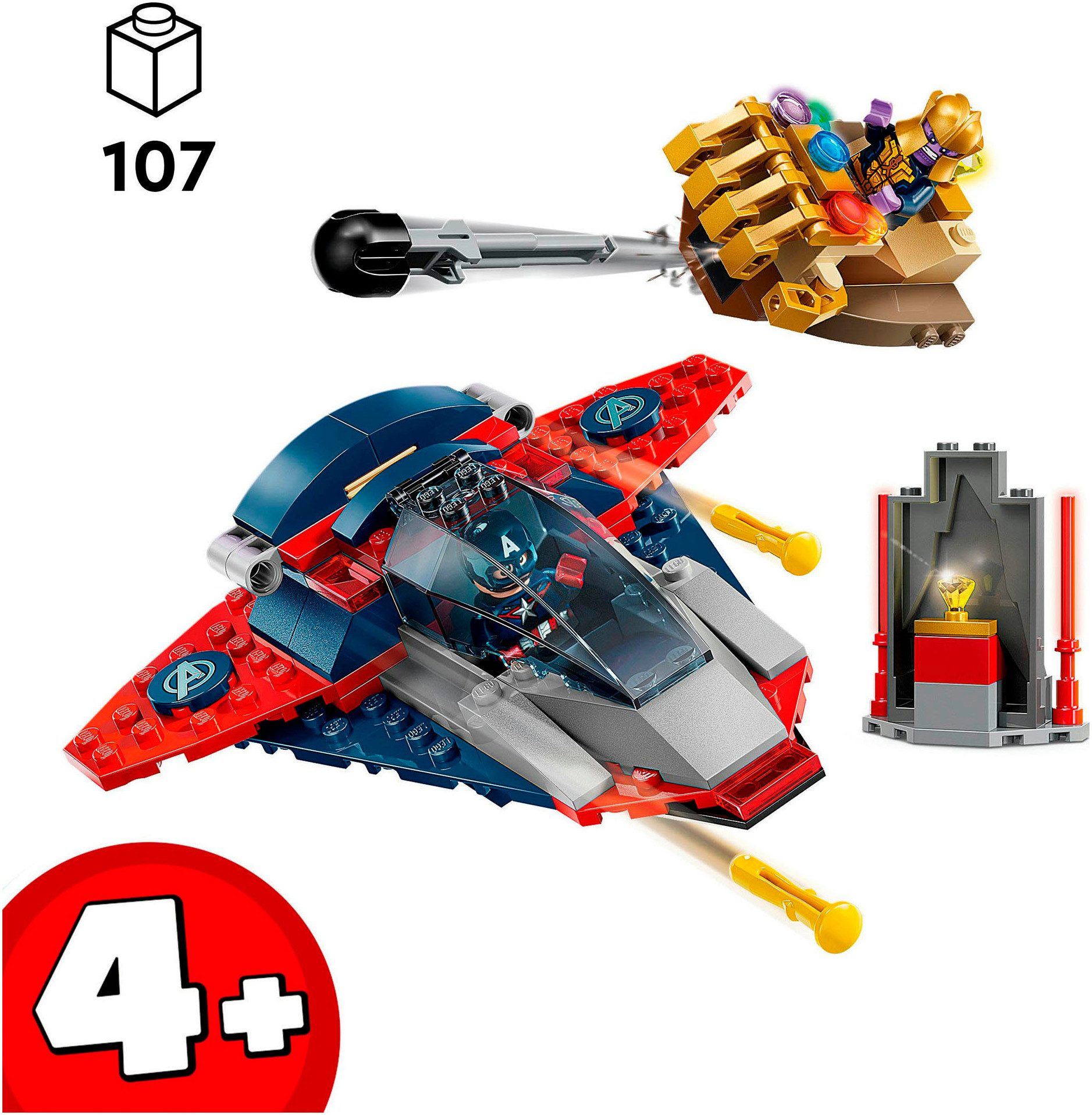 LEGO® Captain America vs. Thanos (76319), LEGO Super Heroes Konstruktionsspielsteine, (107 St), Made in Europe