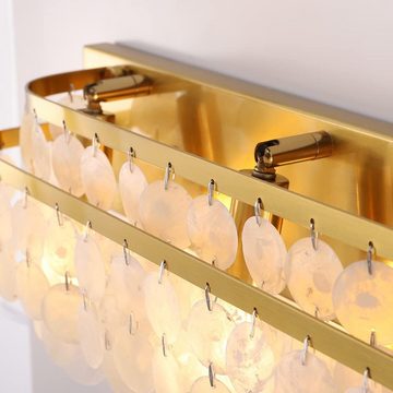 TOCHIC Kronleuchter Badezimmer-Waschtischleuchte, Elegant geformter Schirm in NaturCapiz-Optik Gefertigt aus Stahl