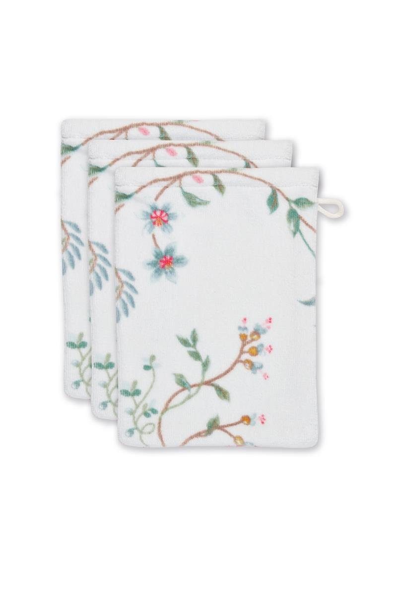 PiP Studio Handtuch Les Fleurs White 16X22 Set A 3 Weiß 100% Cotton, terry velour, 50, Baumwolle (1-St), Handtuch Frottetuch