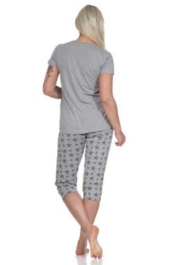 Normann Pyjama Damen Capri Pyjama, Schlafanzug mit Sternen - 112 204 10 735