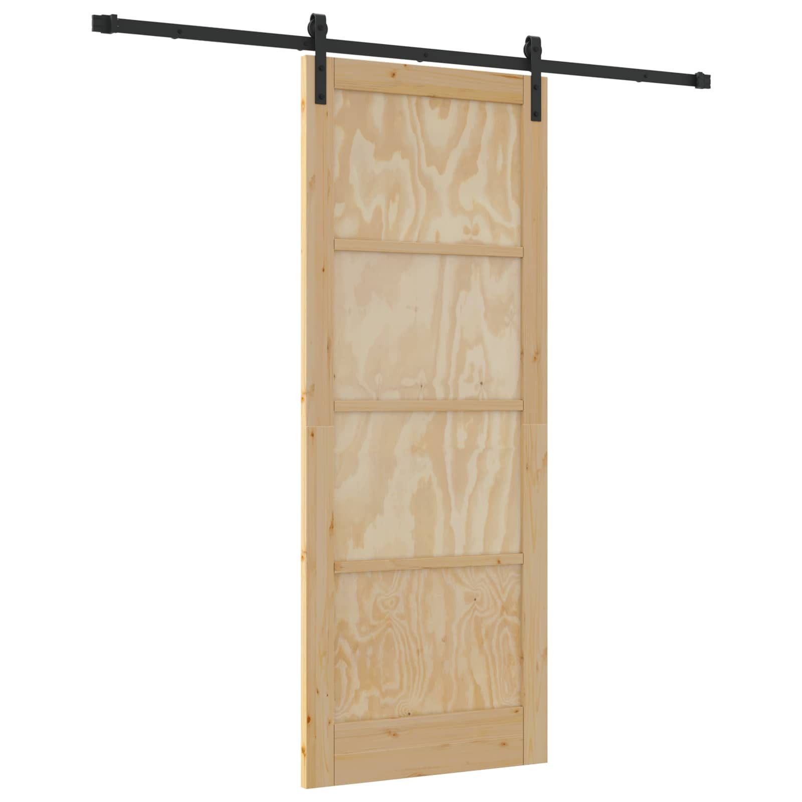 vidaXL Haustür Schiebetür Natur 83 x 211 cm Massives Kiefernholz (1-St)