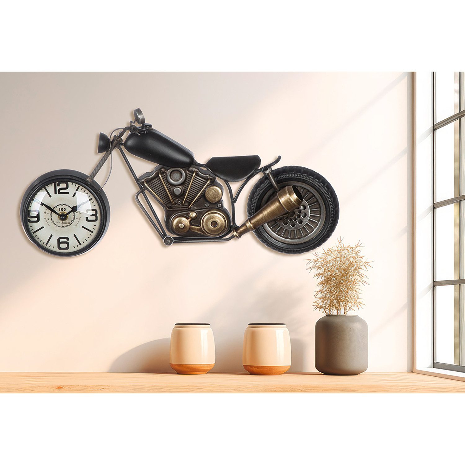 GILDE Wanduhr Wanduhr - bronzefarben, grau, schwarz - Metall - H. 21cm x B. günstig online kaufen