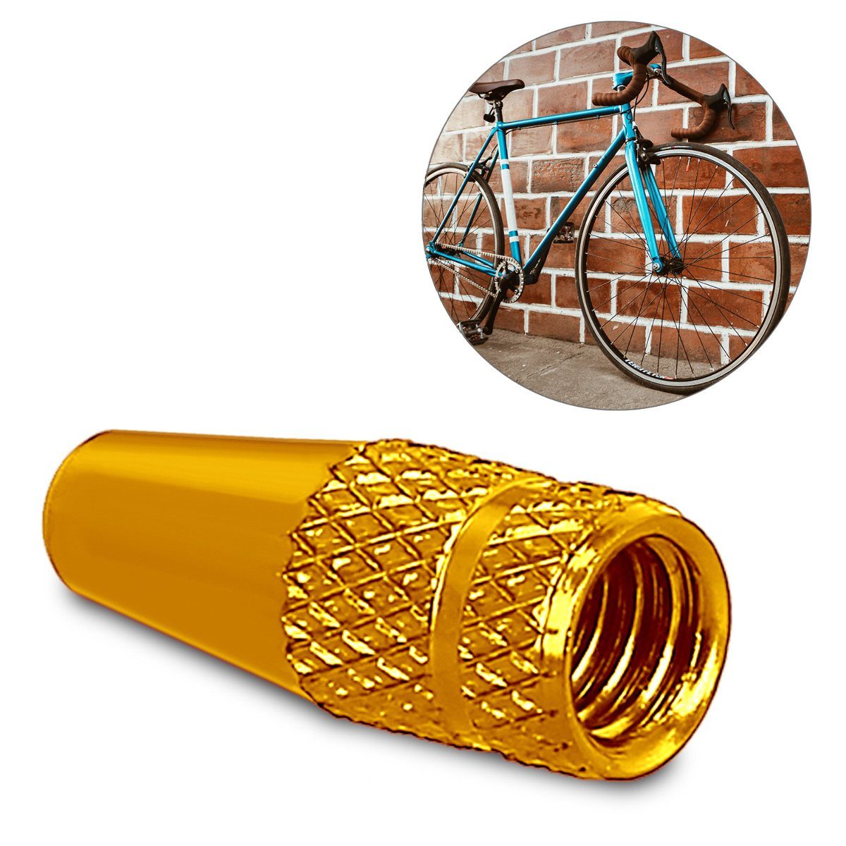 kwmobile Ventilkappe 5x Fahrrad Ventilkappen Abdeckung, (5-St), Sclaverandventil Metall Kappen - Mountainbike Rad Ventildeckel – Bild 5 von 5