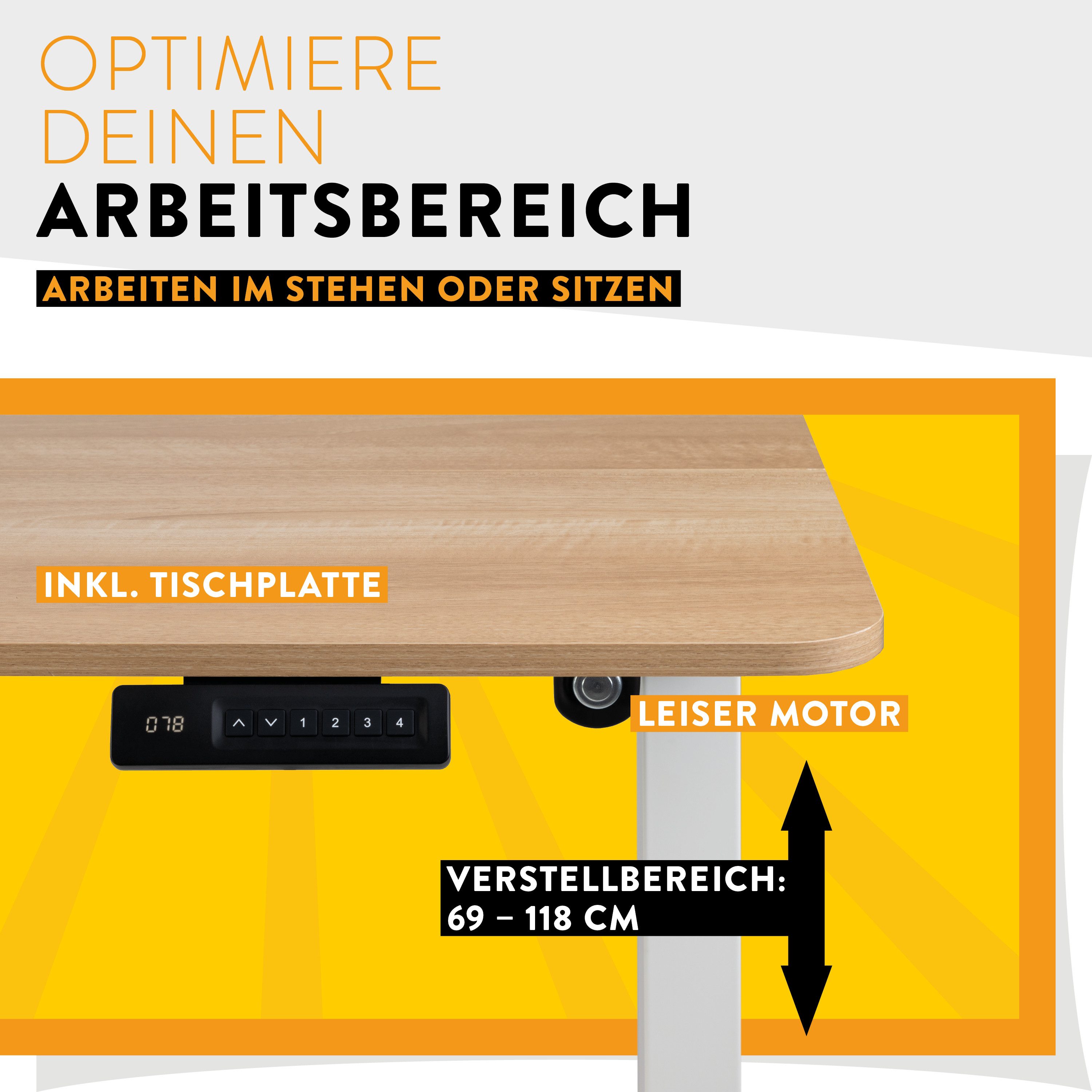boho office® Schreibtisch UDESK (Komplettpaket, inkl. 110 x 60 cm große Tis günstig online kaufen