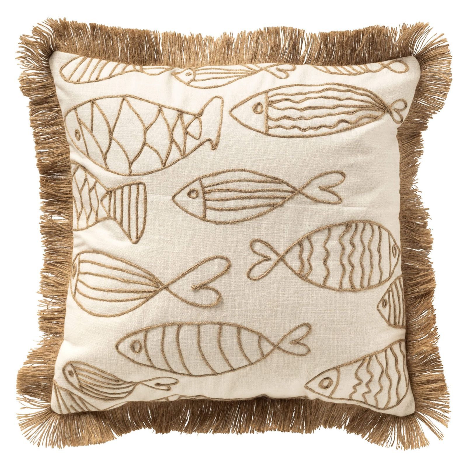Dutch Decor Kissenhülle 'Nemo' 45 x 45 cm, Mit Fransen, Fischmuster