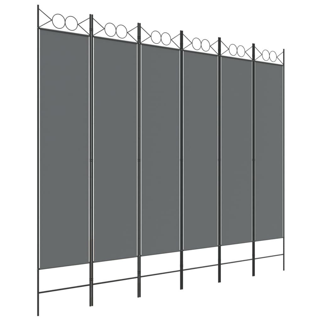vidaXL Paravent 6-tlg Paravent Anthrazit 240x200 cm Stoff Raumteiler Spanische Wand
