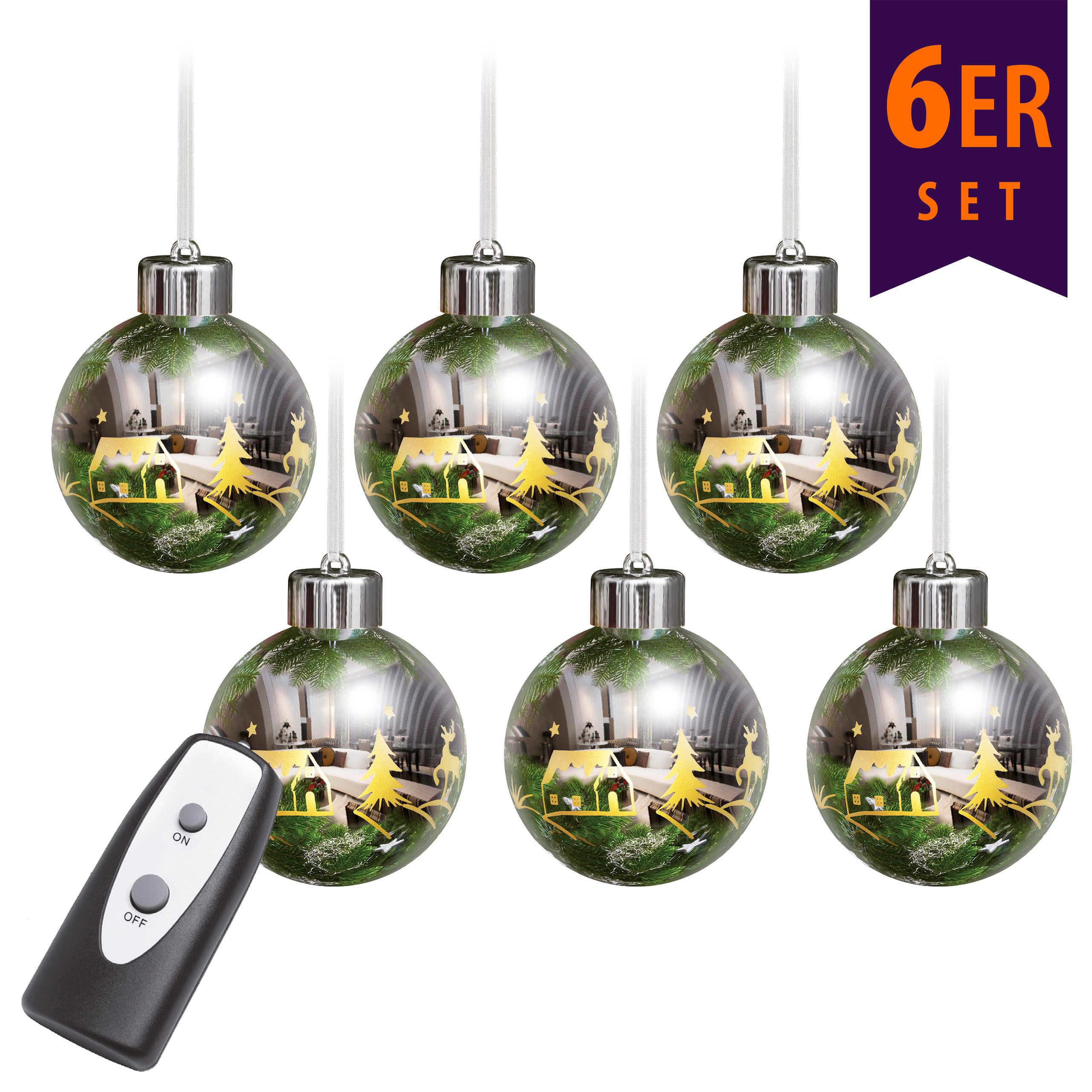 BONETTI Weihnachtsbaumkugel Weihnachtskugel-Set aus Echtglas, LED beleuchte günstig online kaufen