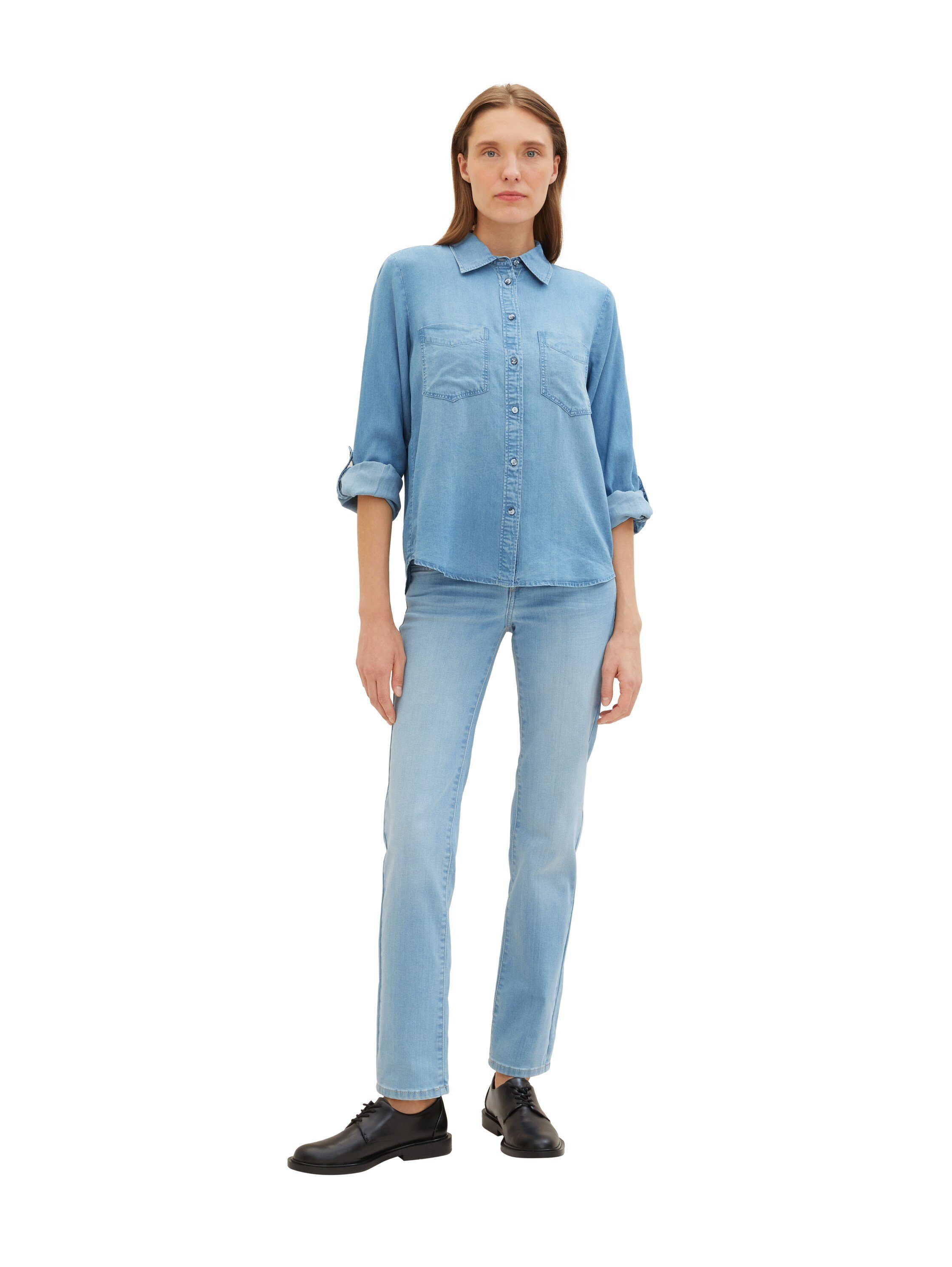 TOM TAILOR Jeansbluse mit Lyocell und Kentkragen