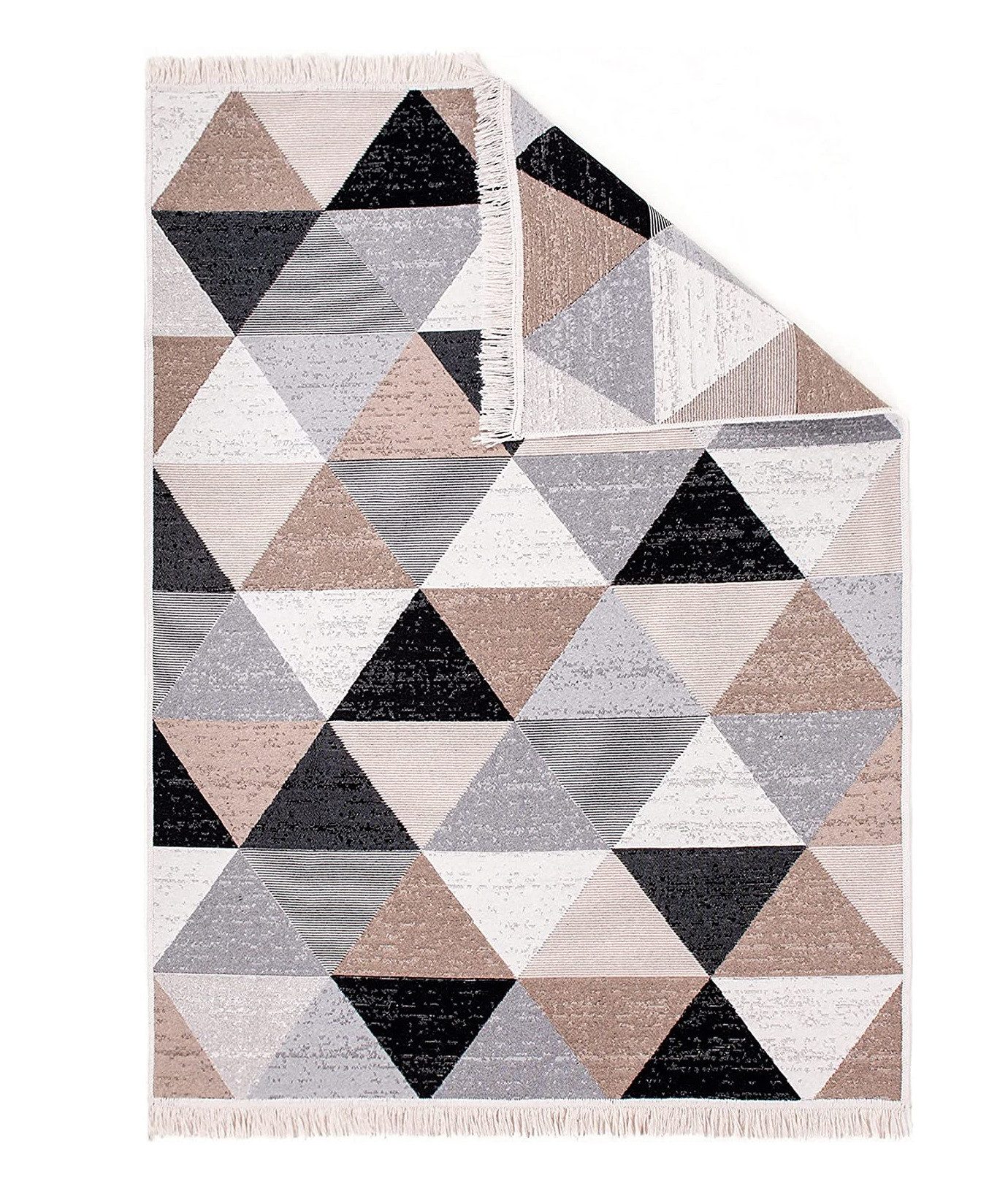 Vimoda Teppich Teppich Waschbar Wendeteppiche beidsetig Modern in Beige, Rechteckig, Läufer Teppich waschbar in Beige Schwarz