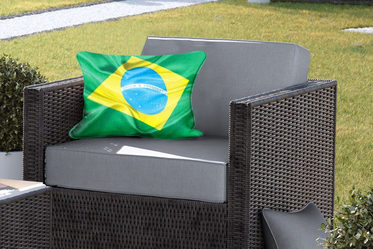 Brasilien, MuchoWow Polyester, Flagge Nahaufnahme Dekokissenbezug, Outdoor-Dekorationskissen, Kissenhülle der Dekokissen von