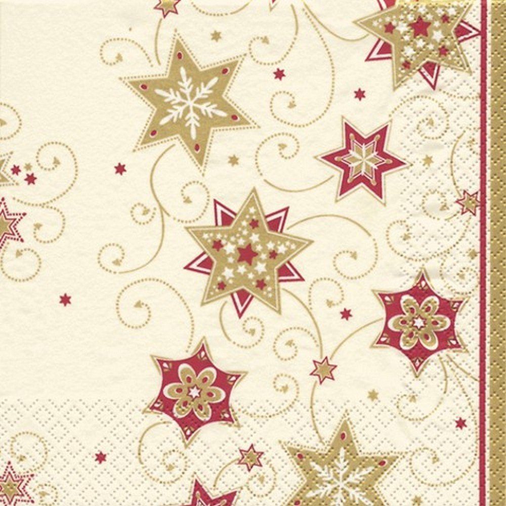 HOME FASHION Papierserviette 20 Servietten Stars & Swirls gold - Sterne & Wirbel gold 33x33cm, (20 St)