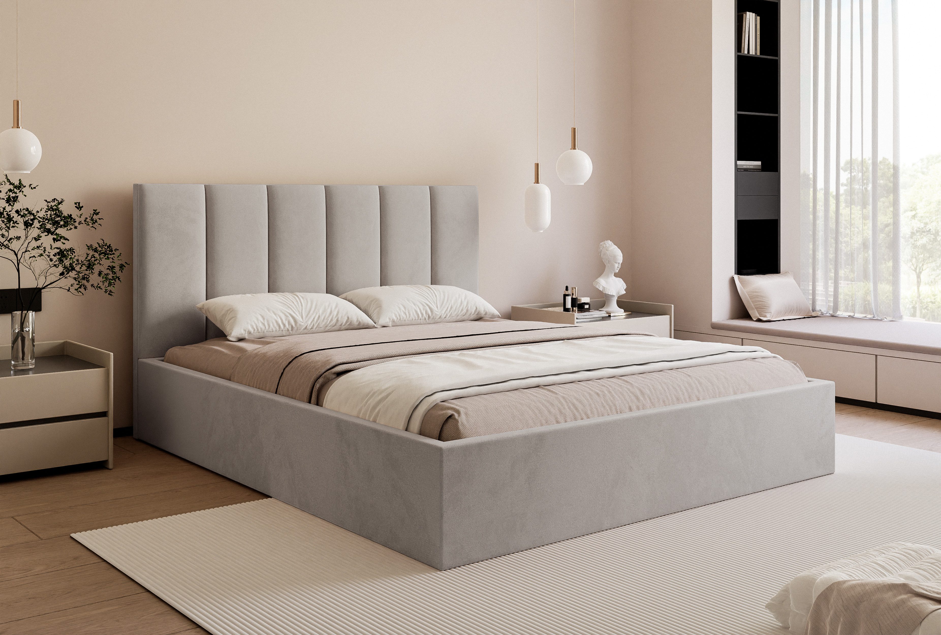 Goldstoff Polsterbett Polsterbett mit Stauraum und günstig online kaufen