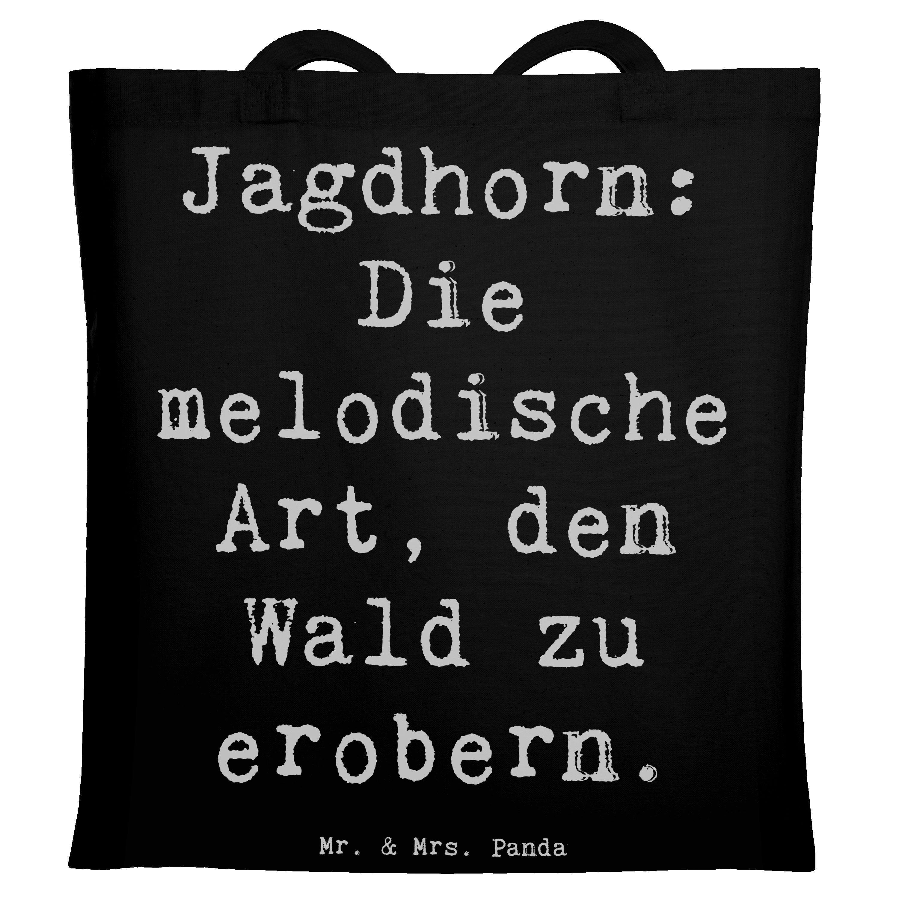 Mr. & Mrs. Panda Tragetasche Jagdhorn Wald - Schwarz - Geschenk, Musik, Tradition, Musiker, Abente (1-tlg), Modisches Design